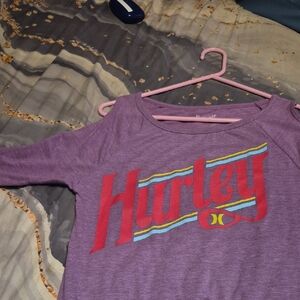 Hurley Womens Long Sleeve Purple Tee with Red Graphic
